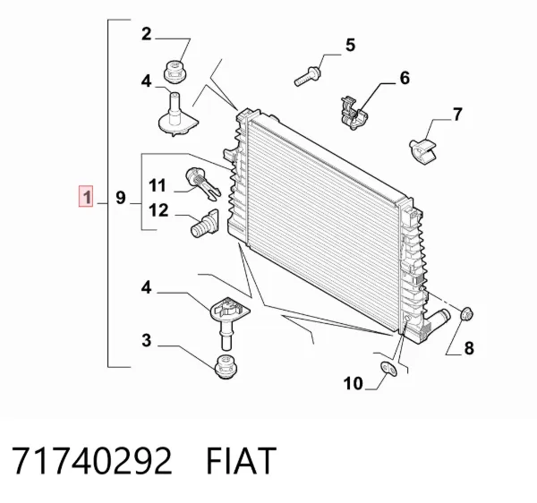 Radiador 71740292 Fiat/Alfa/Lancia
