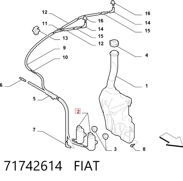 Bomba-motor de limpiaparabrisas delantero/trasero 71742614 Fiat/Alfa/Lancia