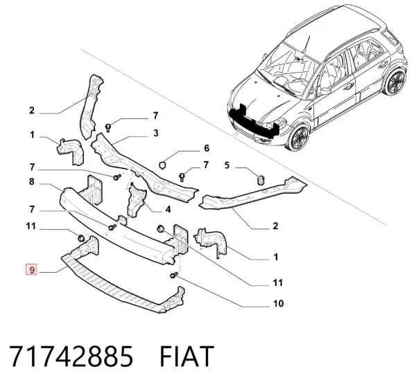 Refuerzo parachoque delantero 71742885 Fiat/Alfa/Lancia