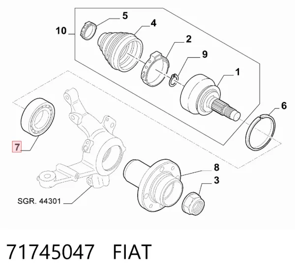 Cojinete de rueda delantero 71745047 Fiat/Alfa/Lancia