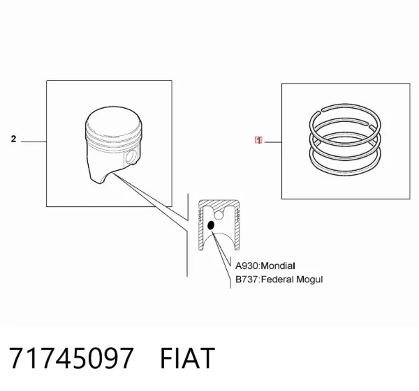 Aros de pistón para 1 cilindro, STD 71745097 Fiat/Alfa/Lancia