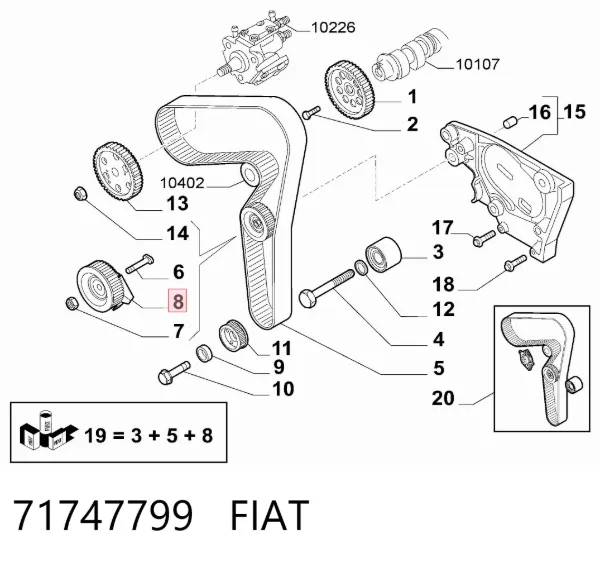 Tensor correa distribución 71747799 Fiat/Alfa/Lancia