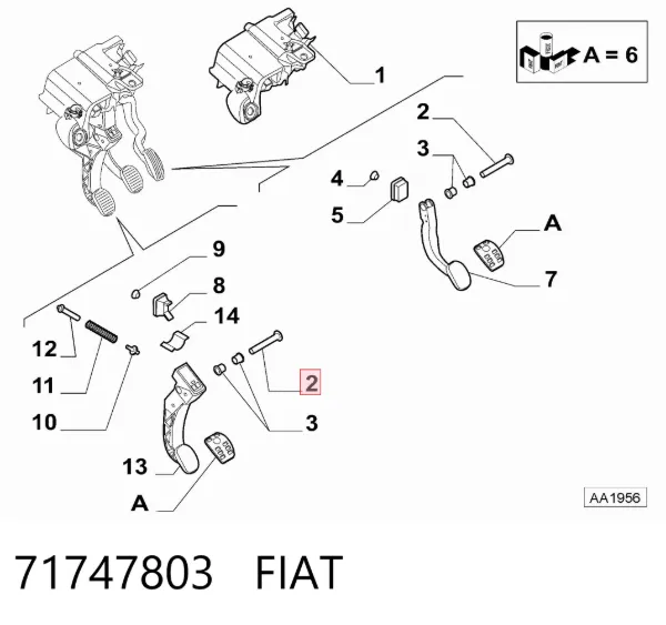 Pedal de freno 71747803 Fiat/Alfa/Lancia