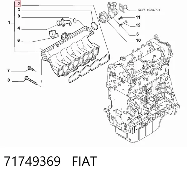 Junta de colector de admisión 71749369 Fiat/Alfa/Lancia