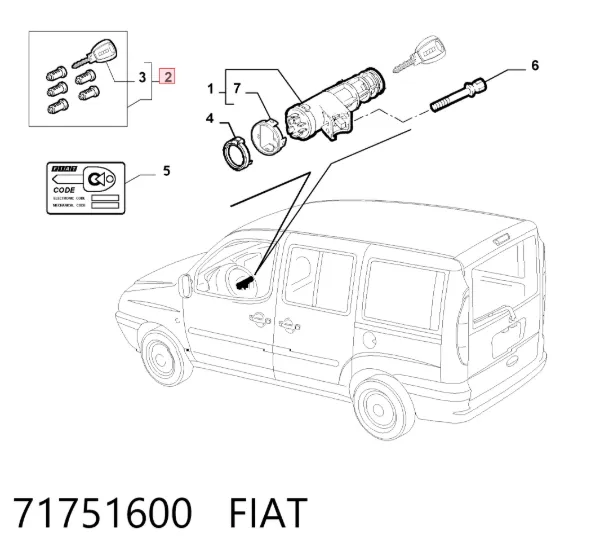 Bombín de cerradura de encendido 71751600 Fiat/Alfa/Lancia