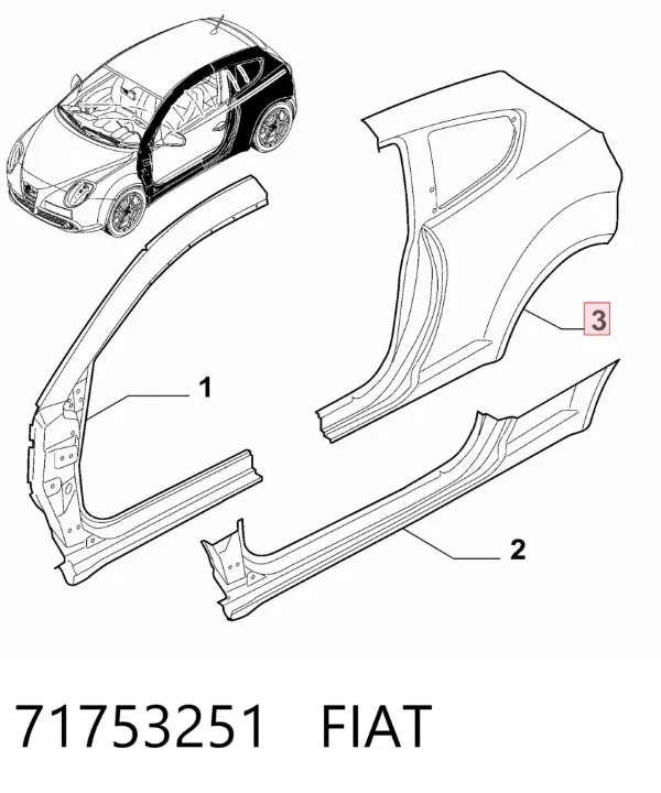 Aleta trasera izquierda 71753251 Fiat/Alfa/Lancia