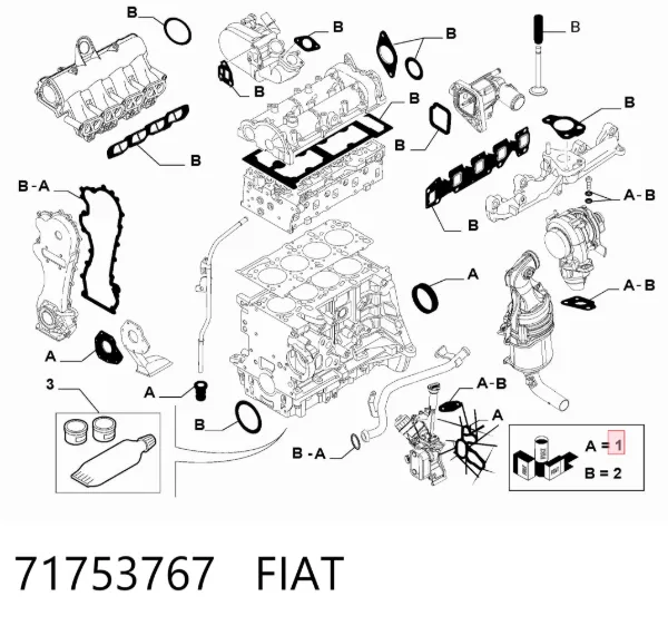Juego de juntas inferiores del motor 71753767 Fiat/Alfa/Lancia