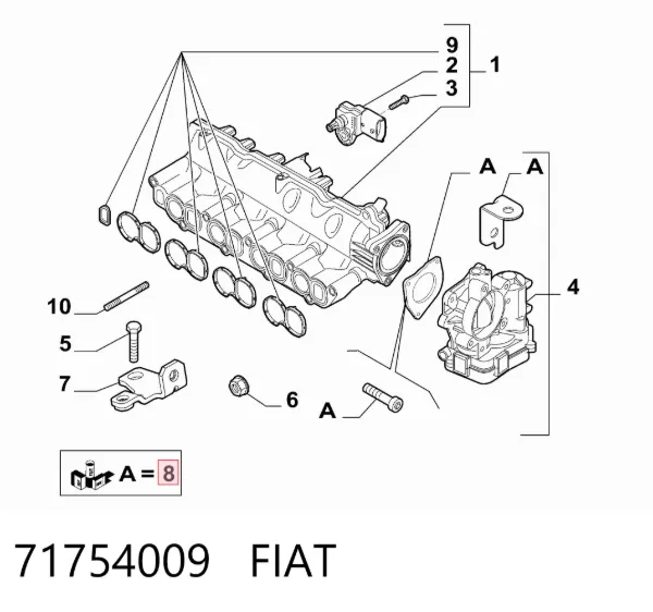 Junta de colector de admisión 71754009 Fiat/Alfa/Lancia