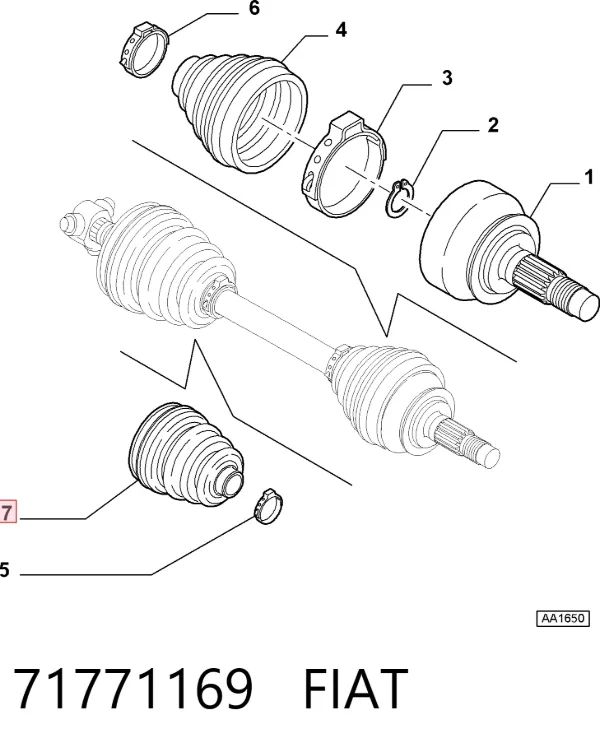 Fuelle de semieje delantero interior 71771169 Fiat/Alfa/Lancia