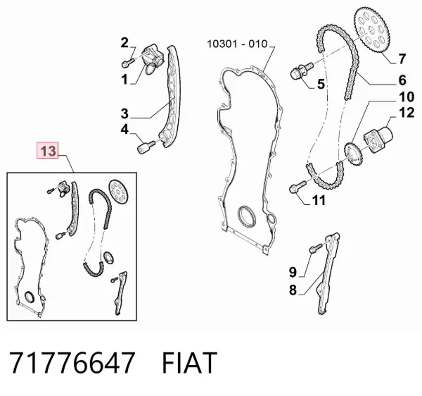 Kit de cadena de distribución 71776647 Fiat/Alfa/Lancia