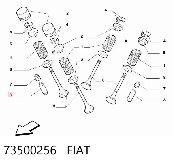 Guía de válvula 73500256 Fiat/Alfa/Lancia