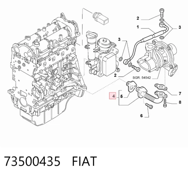 Tubo de drenaje de aceite de turbocompresor 73500435 Fiat/Alfa/Lancia