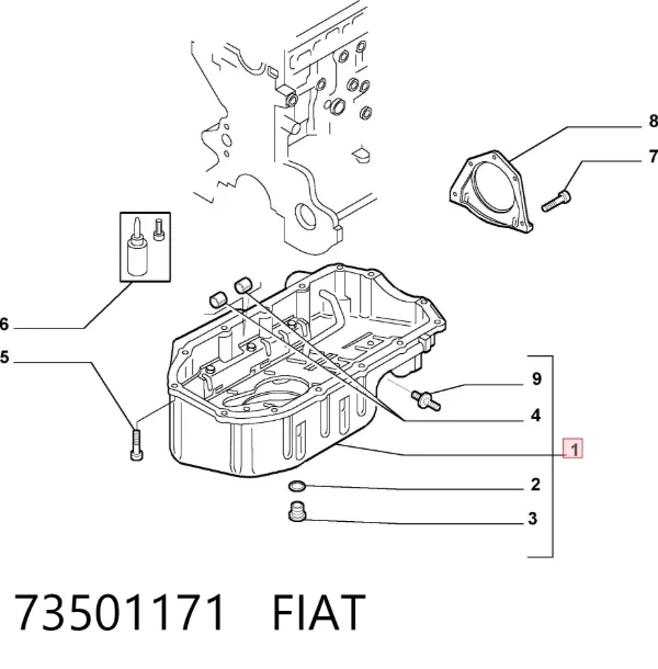 Cárter de aceite del motor 73501171 Fiat/Alfa/Lancia
