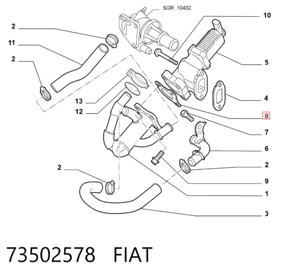 Junta de válvula EGR 73502578 Fiat/Alfa/Lancia
