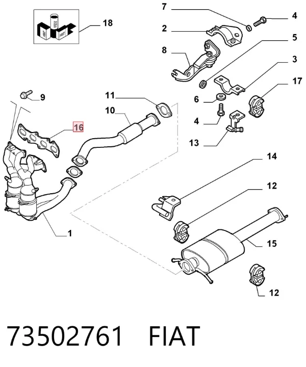 Junta colector escape 73502761 Fiat/Alfa/Lancia