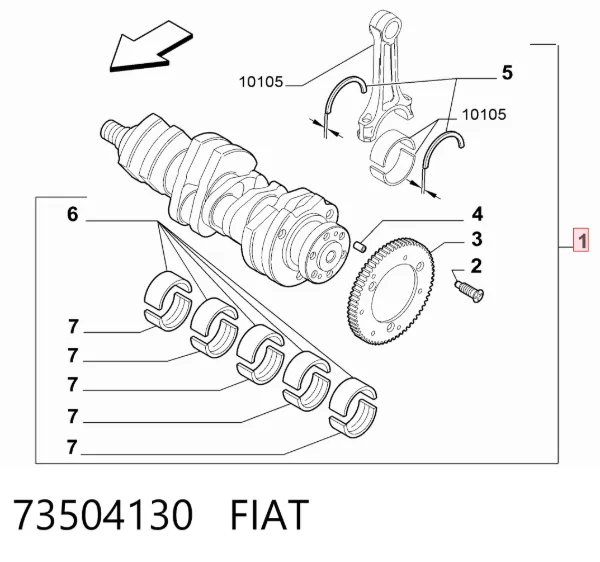 Cigüeñal 73504130 Fiat/Alfa/Lancia