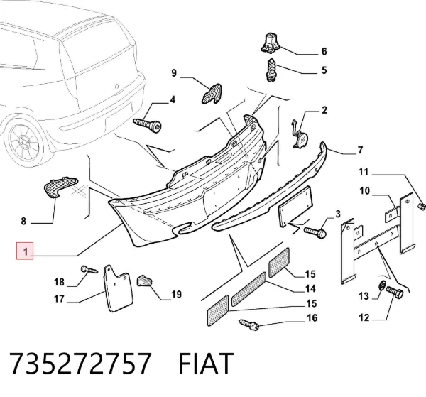 Parachoques trasero 735272757 Fiat/Alfa/Lancia