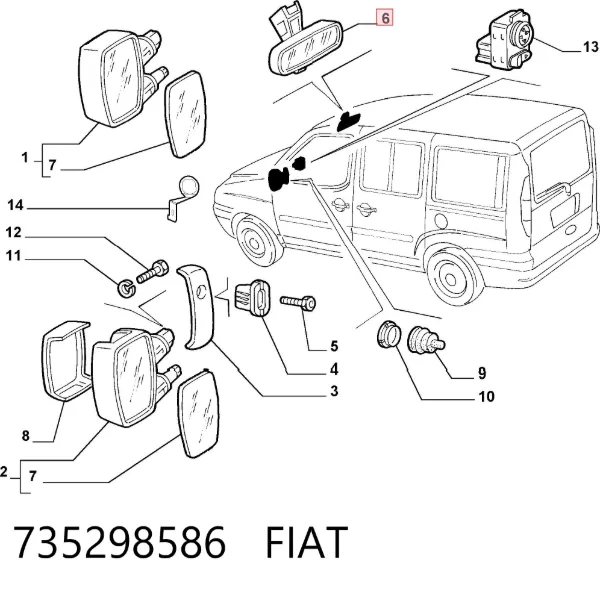 Espejo interior 735298586 Fiat/Alfa/Lancia
