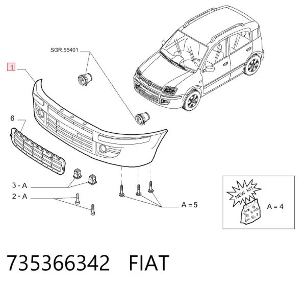 Paragolpes 735366342 Fiat/Alfa/Lancia