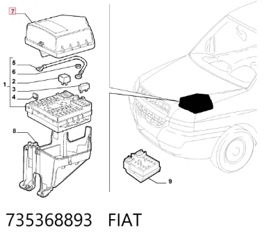 Tapa de la caja de fusibles FIAT 735368893