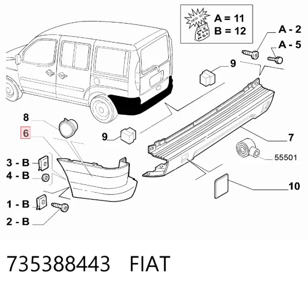 Parachoques trasero, parte derecha 735388443 Fiat/Alfa/Lancia