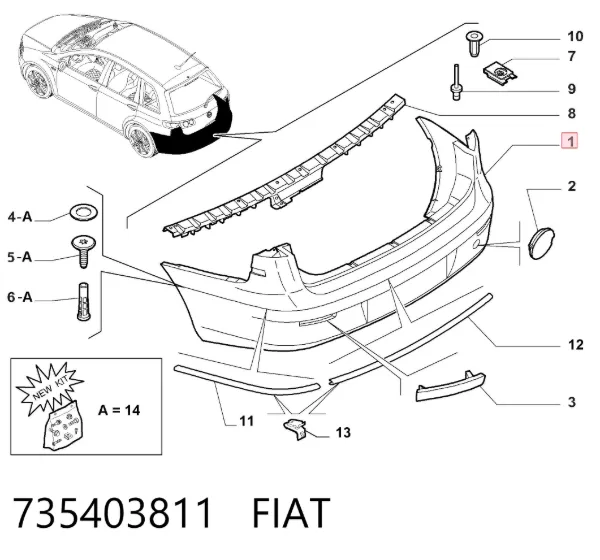Parachoques trasero 735403811 Fiat/Alfa/Lancia