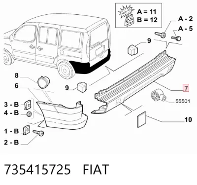 Parachoques trasero, parte central FIAT 735415725