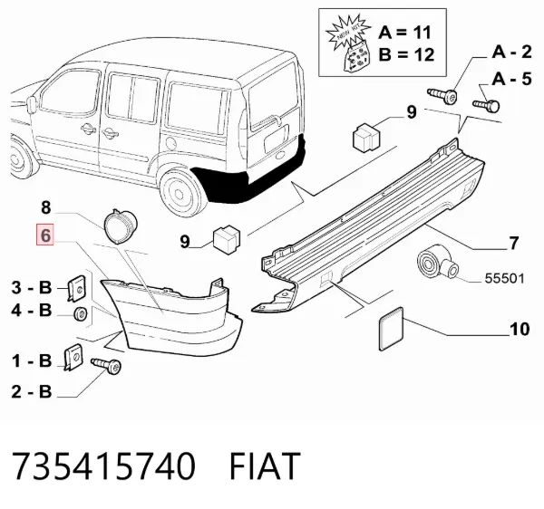 Parachoques trasero, parte derecha 735415740 Fiat/Alfa/Lancia