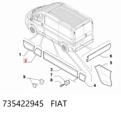 Moldura exterior central derecha del pilar de la carrocería FIAT 735422945