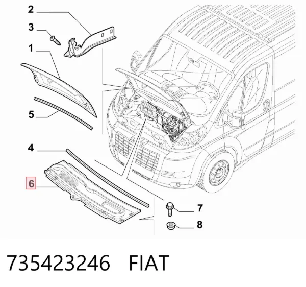 Rejilla del capó 735423246 Fiat/Alfa/Lancia