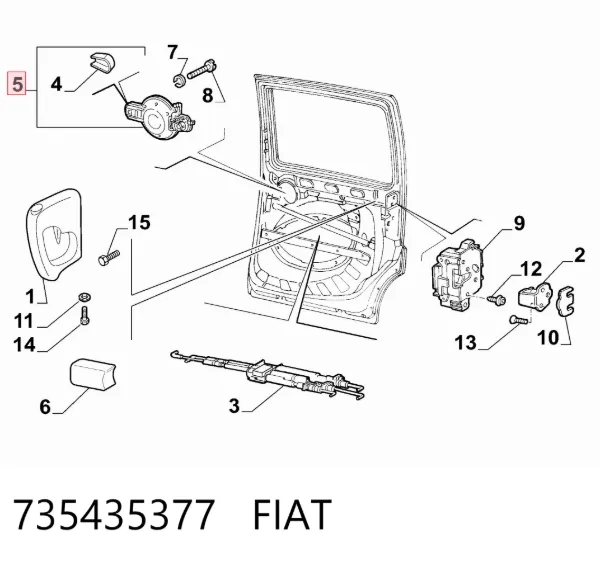 Manija exterior izquierda de puerta corrediza 735435377 Fiat/Alfa/Lancia