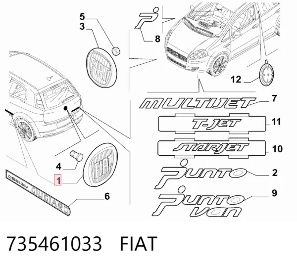 Emblema 735461033 Fiat/Alfa/Lancia