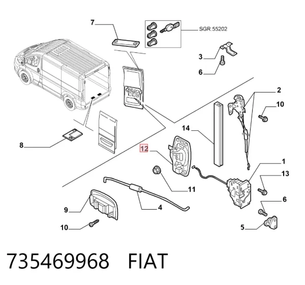 Manija exterior derecha de puerta trasera batiente 735469968 Fiat/Alfa/Lancia