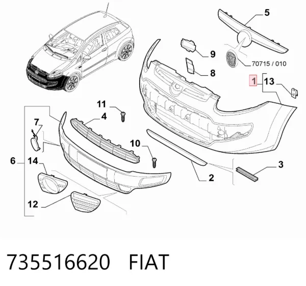 Paragolpes 735516620 Fiat/Alfa/Lancia