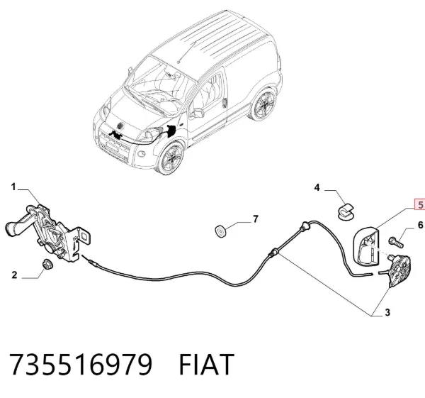 Palanca de apertura del capó 735516979 Fiat/Alfa/Lancia