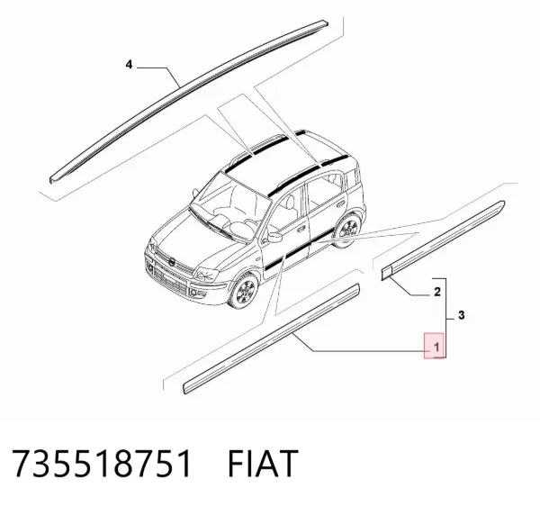 Moldura de puerta delantera izquierda 735518751 Fiat/Alfa/Lancia