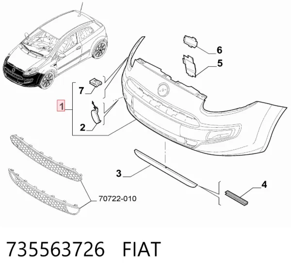 Paragolpes 735563726 Fiat/Alfa/Lancia