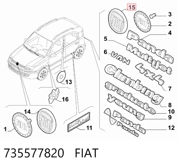 Emblema 735577820 Fiat/Alfa/Lancia
