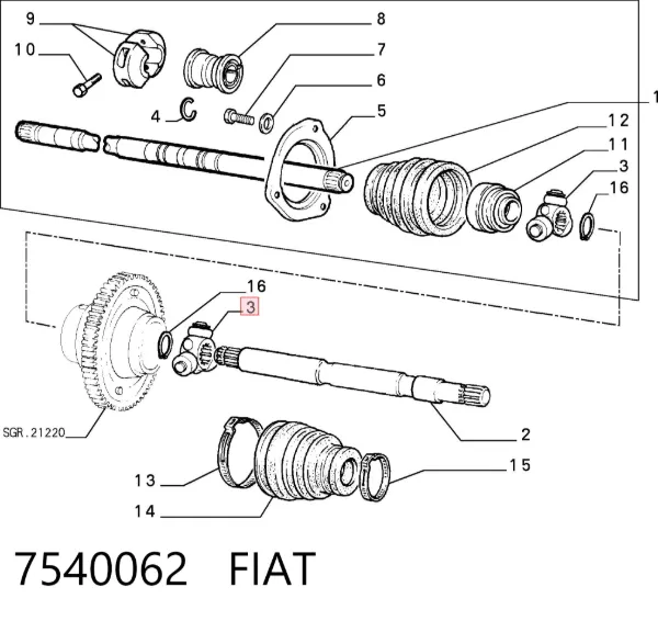 Junta trípode interior 7540062 Fiat/Alfa/Lancia
