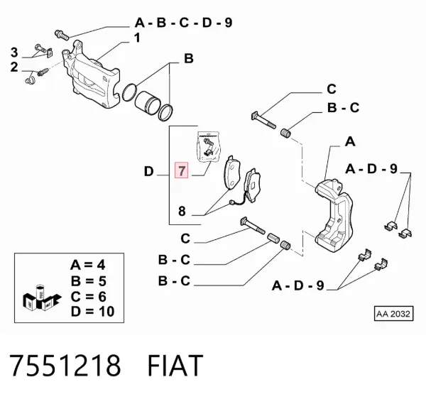 Juego de resortes de sujeción de pastillas de freno delanteras 7551218 Fiat/Alfa/Lancia