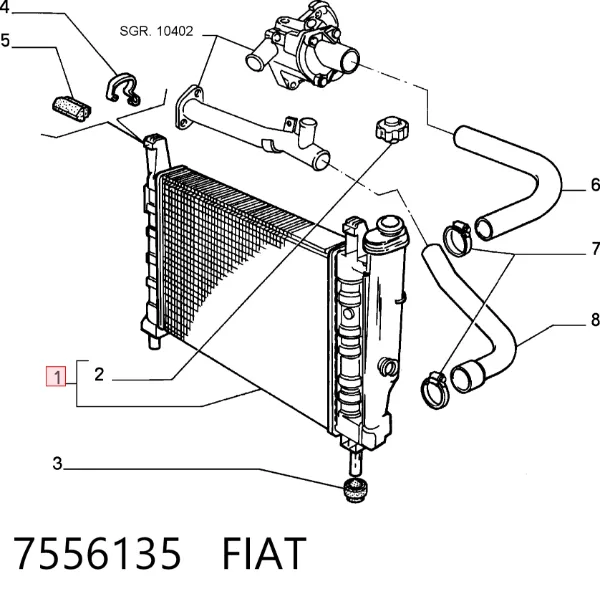 Radiador 7556135 Fiat/Alfa/Lancia