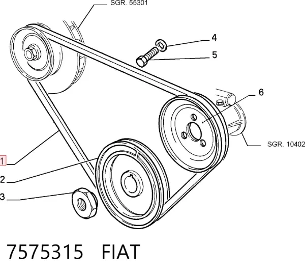 Correa de alternador 7575315 Fiat/Alfa/Lancia