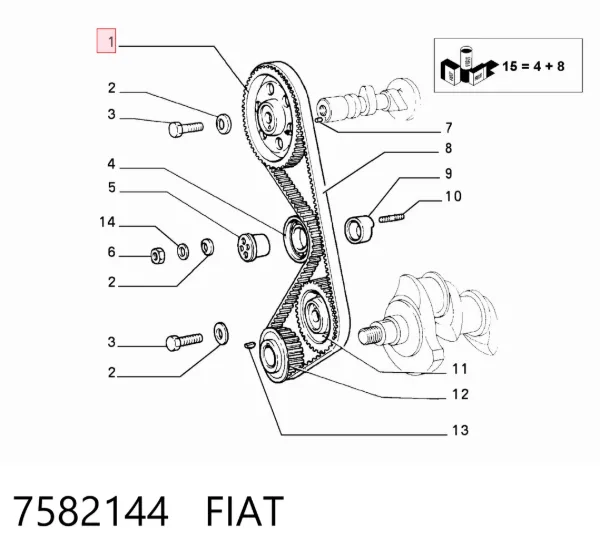 Piñón del árbol de levas 7582144 Fiat/Alfa/Lancia