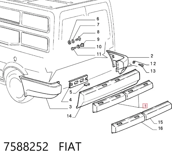 Parachoques trasero 7588252 Fiat/Alfa/Lancia