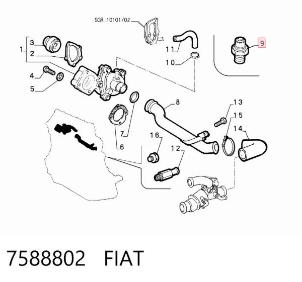 Sensor de temperatura del refrigerante del tablero 7588802 Fiat/Alfa/Lancia