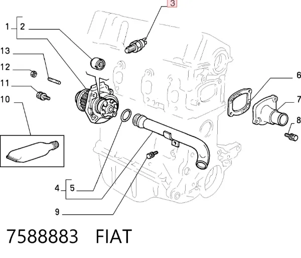 Sensor de temperatura 7588883 Fiat/Alfa/Lancia