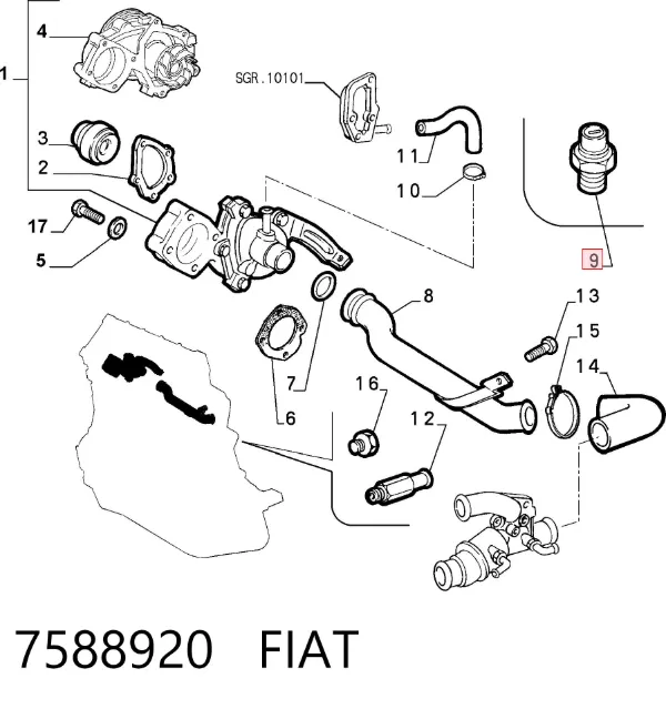 Sensor de temperatura 7588920 Fiat/Alfa/Lancia