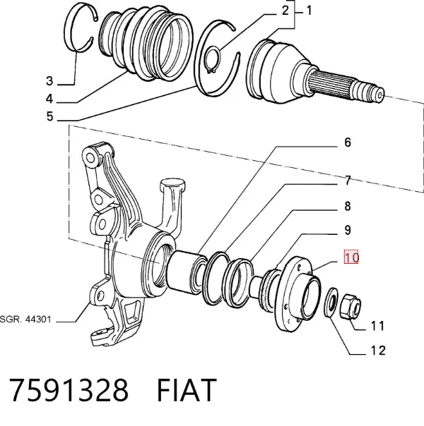 Buje de rueda delantero 7591328 Fiat/Alfa/Lancia