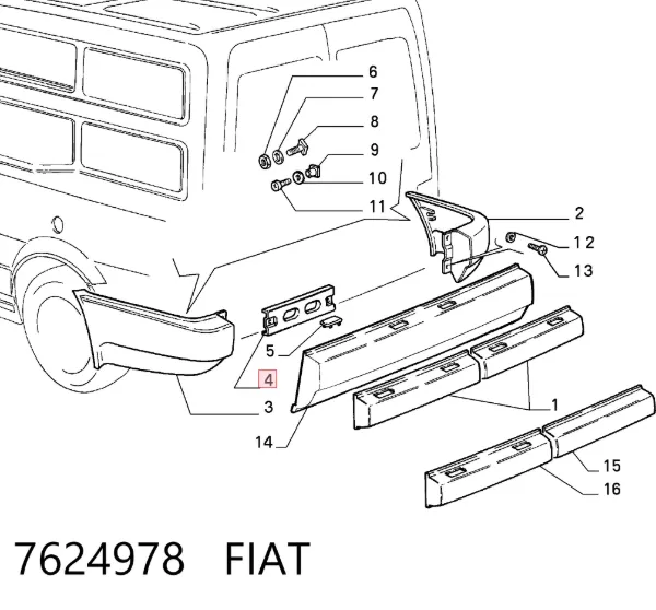 Refuerzo parachoques trasero 7624978 Fiat/Alfa/Lancia