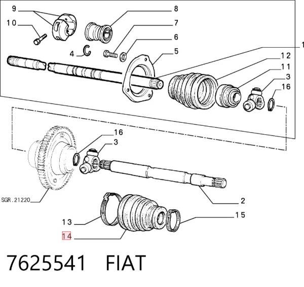 Fuelle de semieje delantero interior 7625541 Fiat/Alfa/Lancia